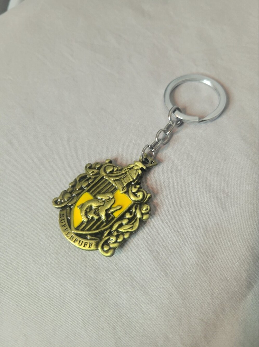 Harry Potter Hufflepuff Crest Yellow, Brass & Black Metal Keychain
